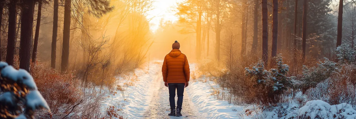 Pessoa caminhando ao nascer do sol